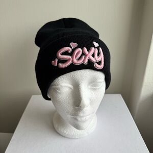 Y2K "Sexy" Black Beanie